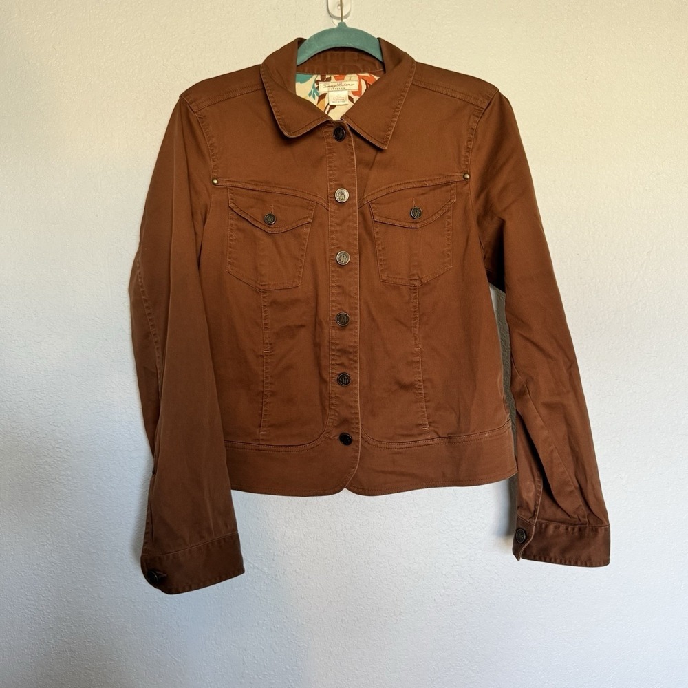 Tommy Bahama Stretch Jacket‎ L Brown Embroidered Western Boho Floral Lined - Picture 9 of 13